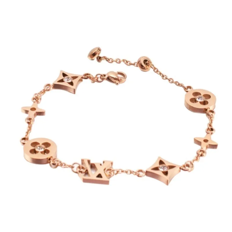 

Fashion flower accessories stitching bracelet women titanium steel hypoallergenic hand jewelry birthday gift