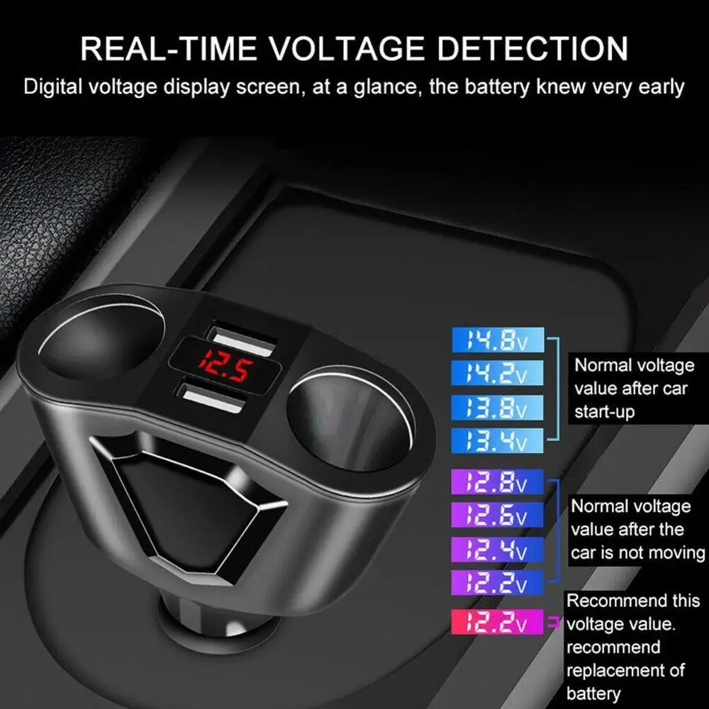 5 в 3.1A автомобильное зарядное устройство с двумя USB с 2 легкосплавные диски дисплей зарядки напряжение тока для iPhone 8 7 6 samsung S8 S7 S6
