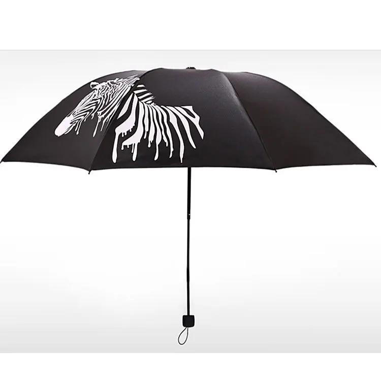 

Zebra-Style UV-Protection Parasol Creative Sun-resistant All-Weather Umbrella Water Pattern Color Changing Vinyl Umbrella