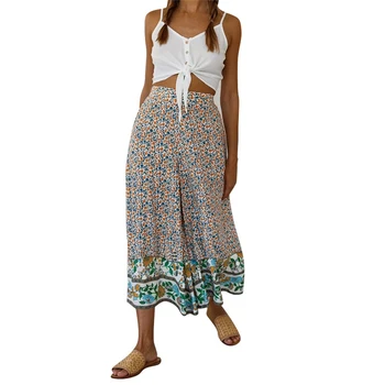 

New Vintage Boho Women Baggy Harem Pants Boho Hippie Wide Leg Gypsy Palazzo Casual Floral Print Chiffon Summer Trousers