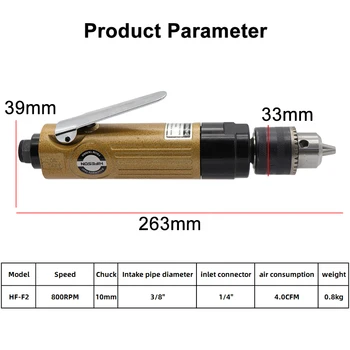 

3/8" Powerful Pneumatic Drill Guns Cordless Pistol Type Air Drill Reversible Tools for Home Furniture Wood Hole Drilling