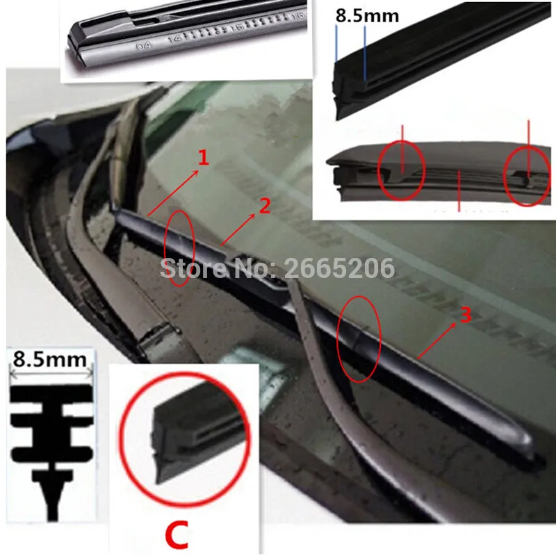 Free Shipping Car Windscreen Wipers Rubber Strip Wiper Blade For Toyota