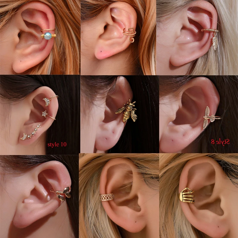 Fashion Ethnic C Design Simple Clip Earring For Women Men Retro Trendy Ear Copper Jewelry No Pierced Non-piercing Earcuff | Украшения и