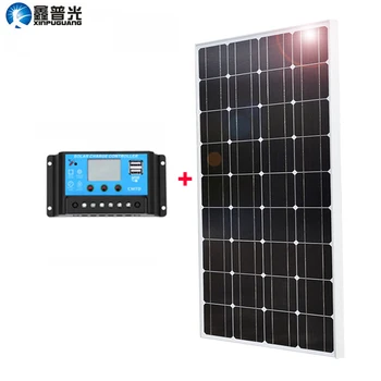 

Xinpuguang 100W Glass Solar Panel 12v solar charger + 10A Controller mono Solar Home Module System for car RV boat caravan