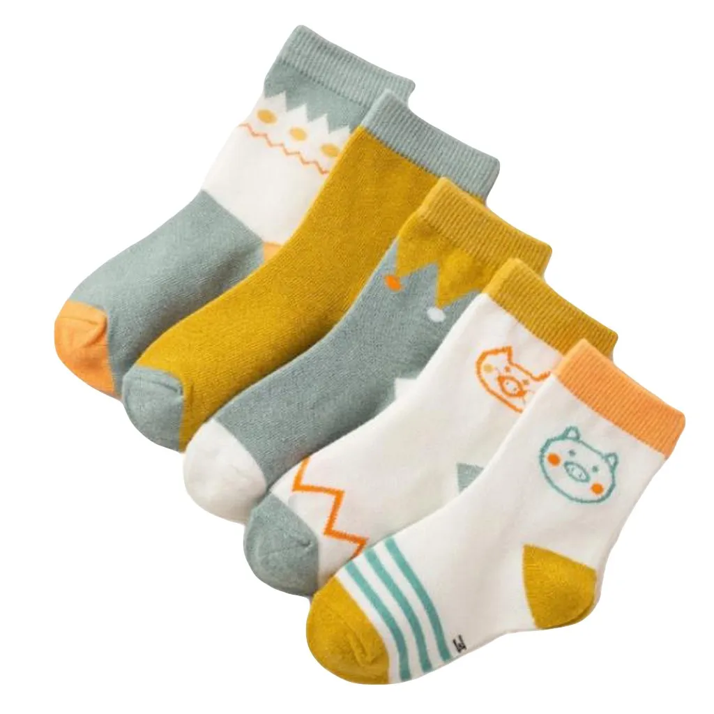 5 пар, для детей от 0 до 9 лет, милые хлопковые спортивные носки для девочек модные носки с вышитыми героями мультфильмов