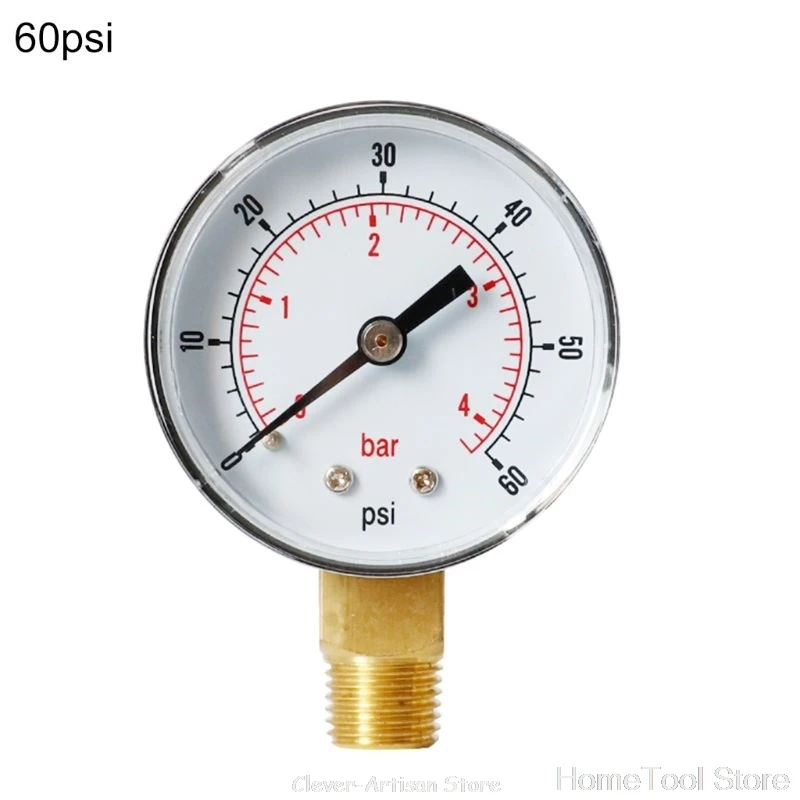 Манометр 52 мм 1/4 &quotBSPT вертикальный 15 30 60100150300 PSI и бар Нижний Кронштейн S16 20 Прямая
