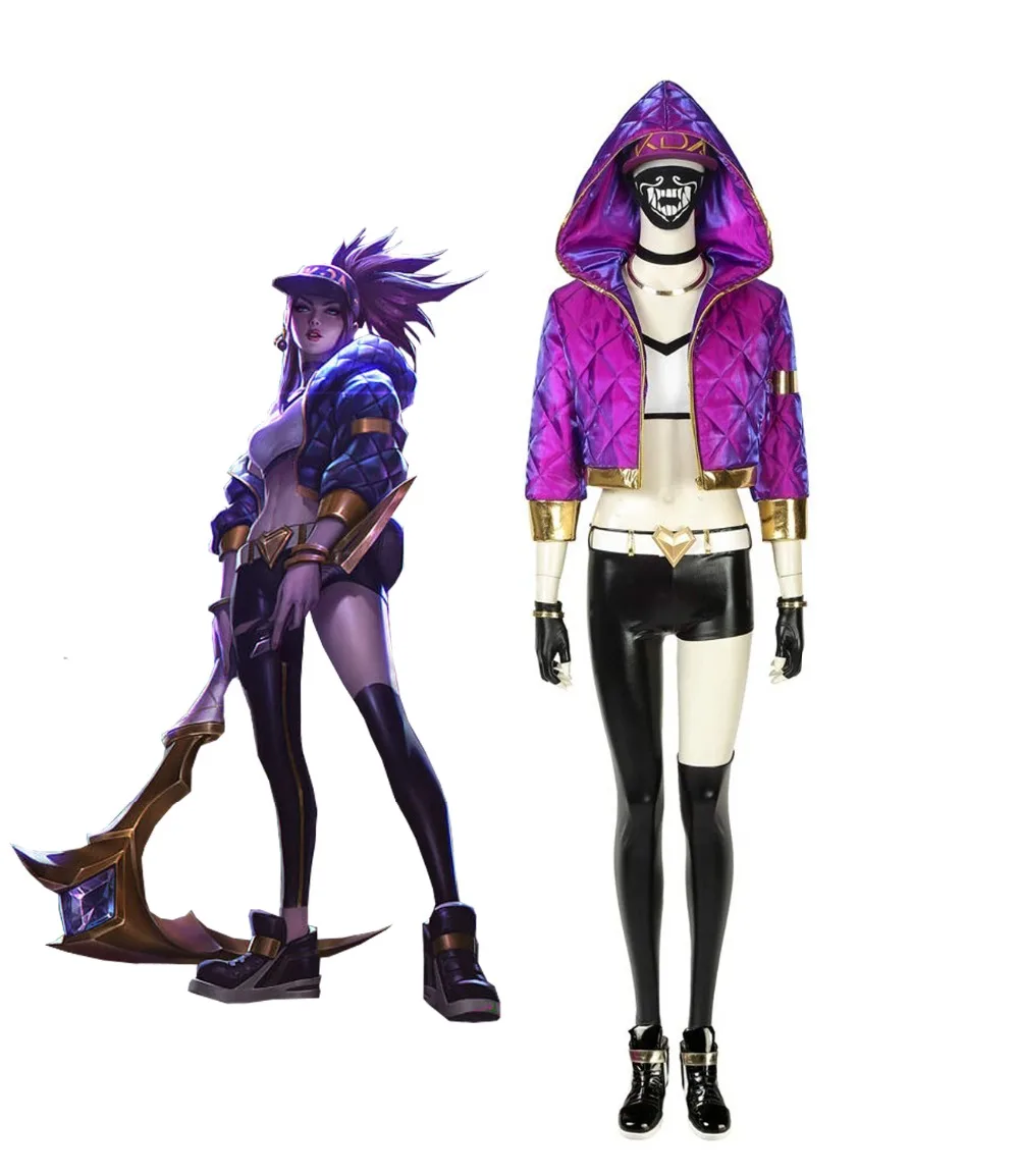 Костюм для косплея LOL KDA Akali костюм одежда пальто брюки перчатки сумка маска
