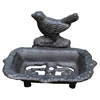 Vintage Black Cast Iron Bird Soap Dish With Three Standing Feet Country Accent Rough Handmade Tabletop Mini Metal Storage Holder 6