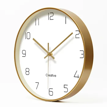 

Family minimalist style bedroom gold stylish metal wall clock Living room / bedroom / dining room can be hung