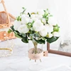 Pink Artificial Flowers 9 Heads Silk Peony Bouquet Tea Rose Fake Plant for DIY Living Room Home Garden Wedding Autumn Decoration ► Photo 3/6