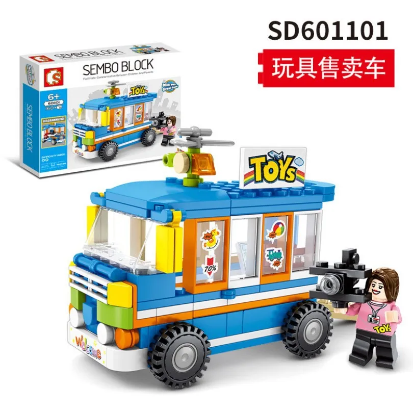 

Baby Semp Street View Building Blocks Sd601101-601104 Toy Sales Pushcart Sushi Car Barbecue Car Ice Cream Car