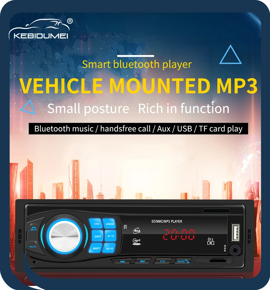 Автомобильный стерео MP3-плеер Kebidumei 1 DIN один автомобильный приборная панель Bluetooth