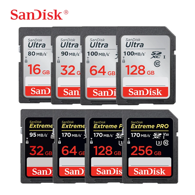SanDisk SD Card 16GB 32GB 64GB 128GB 256GB Memory Card 80MB/s U1 170MB