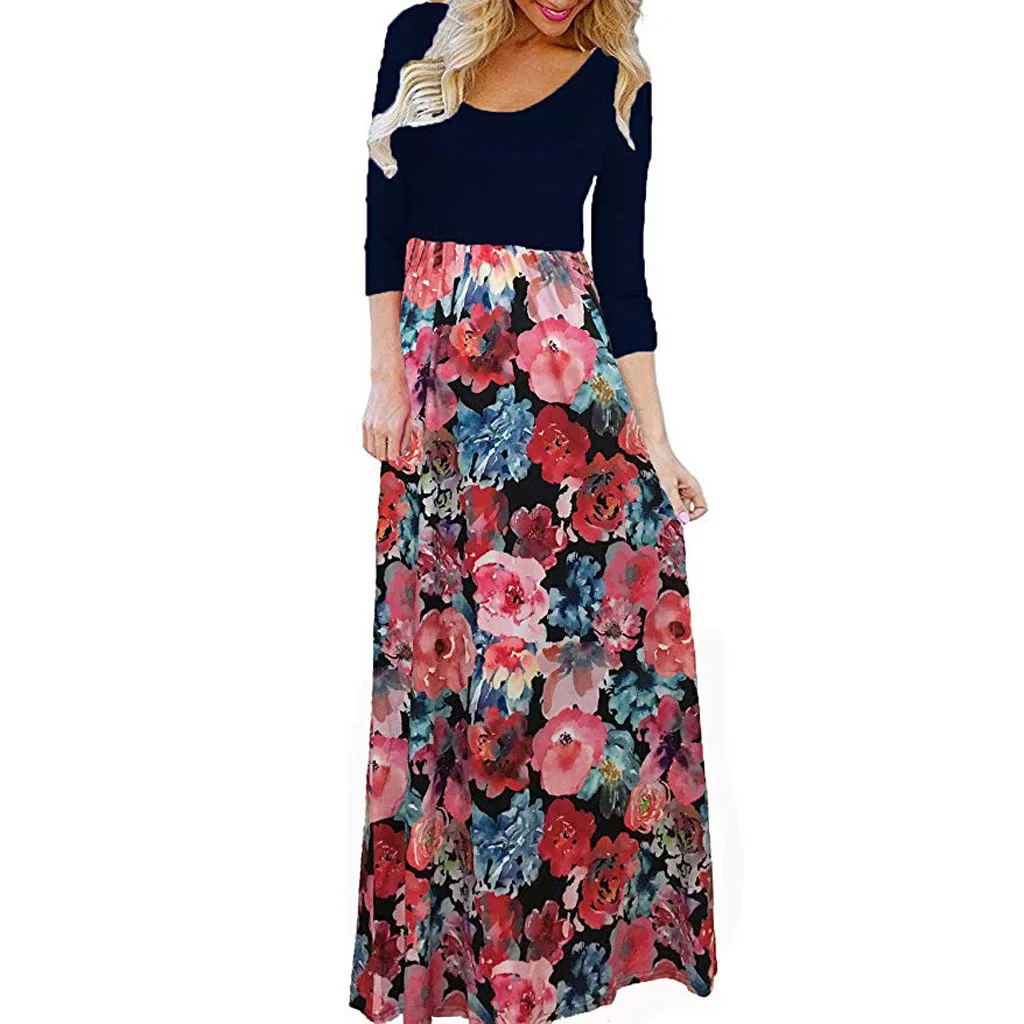 winter dresses woman party night Women's Boho Long Sleeve Floral Print Tank Long Maxi party dress ropa mujer robe femme winter dresses woman party night Women's Boho Long Sleeve Floral Print Tank Long Maxi party dress ropa mujer robe femme