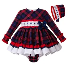 Pettigirl/осенняя одежда красного цвета для девочек рождественское платье в клетку для малышей+ штаны+ повязка на голову, вечерние костюмы принцессы для девочек, детские комплекты
