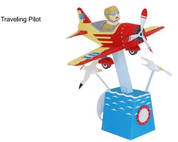 

Travel pilot paper craft 3D paper model toy parent-child DIY kindergarten activity handmade origami