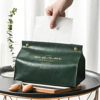 

Leather Drawer Tissue Box Paper Dispenser Container Napkin Papers Holder Stand Home Storage Tissue Boxes Decoration Wipes Case