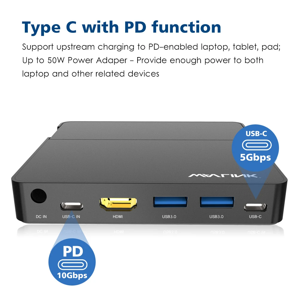 Универсальная док станция Wavlink Mini usb 3 1 Type C HDMI 4K дисплей 50 Вт для Macbook Pro c|usb docking