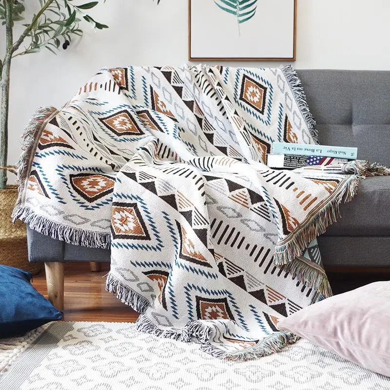 

European Geometry Energy Throw Blanket Sofa Decorative Slipcover Cobertor On Sofa/Plane Travel Plaid Non-slip Stitching Blankets