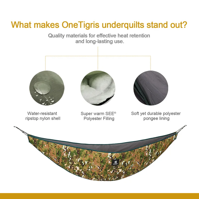 OneTigris Full Length Hammock Underquilts 3 Season 41 F-68 F/5 C-20 C HIDEOUT Under-Quilt Camping Hiking camping hammock underquilt