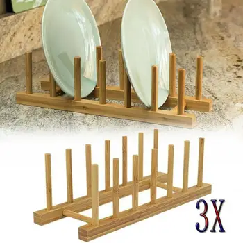 

Bamboo Dish Pot Lid Shelf Rack Dishes Plate Drainboard Drying Drainer Storage Rack Pan Cover Stand Kitchen Cabinet Organizer New