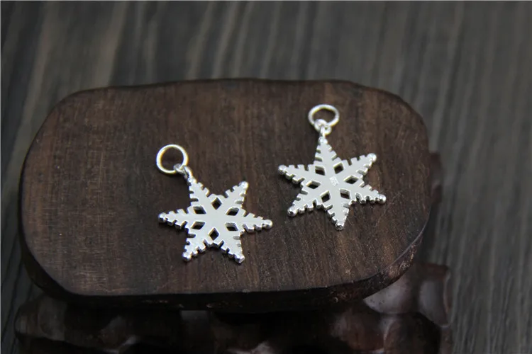 16*20.7mm Real 925 Sterling Silver Snowflake Charm Pendant DIY Bracelet Necklace Jewelry Accessories