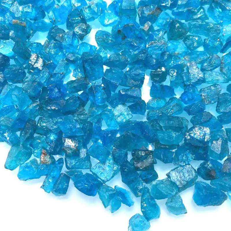 

Natural Blue Apatite Rough Stone Single Crystal Gravel Sapphire Inlaid Decorative Blue Apatite Loose Beads