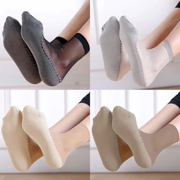 

2020 High Quality Women Short Ankle Socks Velvet Silk Summer Soft Cotton Bottom Wicking Anti Non Slip Stretchy Socks