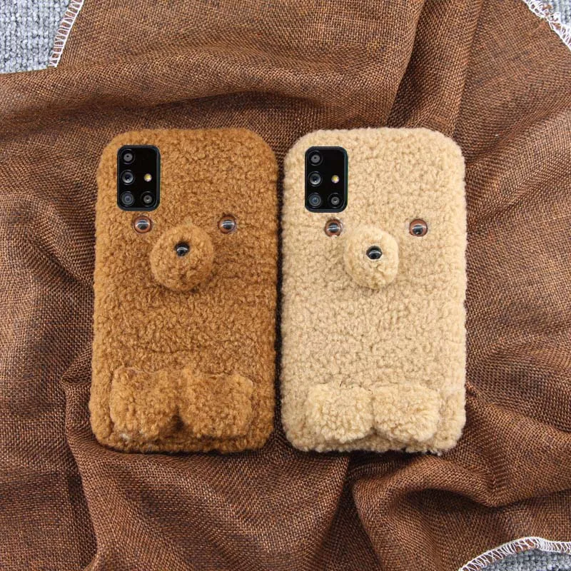 

For SamSung A71 Case Fashion Lovely Plush Bear doll Keep warm Silicone Back Cover For SamSung A71 A715 A 71 Phone Cases 6.7 inch