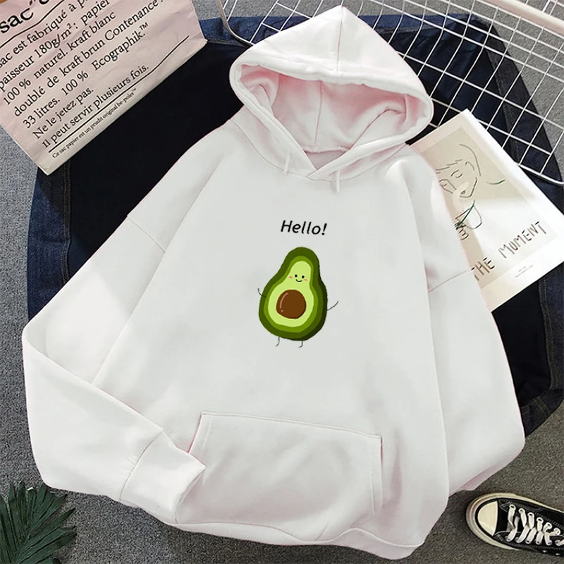 

Winter Korean Avocado Letter Print Long Sleeve Hoodies Harajuku Kawaii Oversize Warm Streetwear Sweatshirt Sudadera Mujer 2019