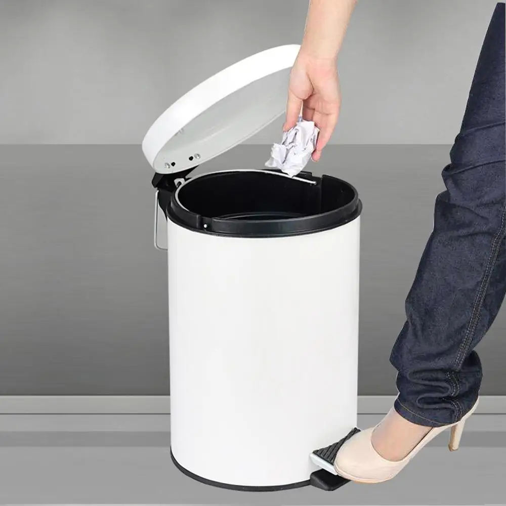 

Bathroom Trash Can Round Step Foot Pedal Dustbin Bucket with Lid MIni Desktop Toilet Kitchen Car Bucket Garbage Can LG66