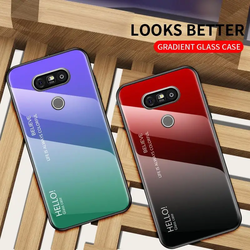 Градиентный стеклянный чехол для LG G8 Thinq G7 G5 G6 телефона силиконовый бампер