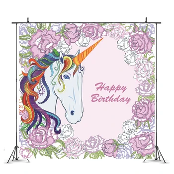 

Romantic Flowers Unicorn Party Backdrops Baby Shower Kids Birthday Party Decoration Wall Poster Photography Background Props