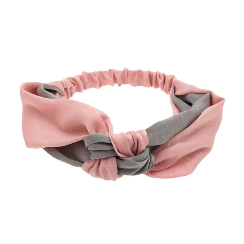 Женская повязка на голову, крученая повязка на голову с бантом, бархатная повязка на голову, обруч на голову, тюрбан, повязка на голову, аксессуары для волос - Цвет: pink gray