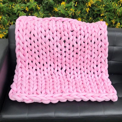 Peach pink Анти-пиллинг проволока одеяло ручной работы утолщаются нитки одеяло диван пол коврик покрывало игра одеяло - Цвет: Peach pink