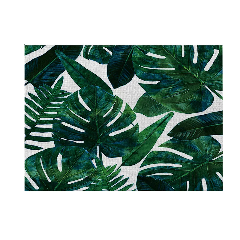 

Tropical Plants Tableware Non-Slip Chic Placemat Pad Dining Table Mat Heat Insulation Placemats Green Leaf Cactus Bowl Coaster