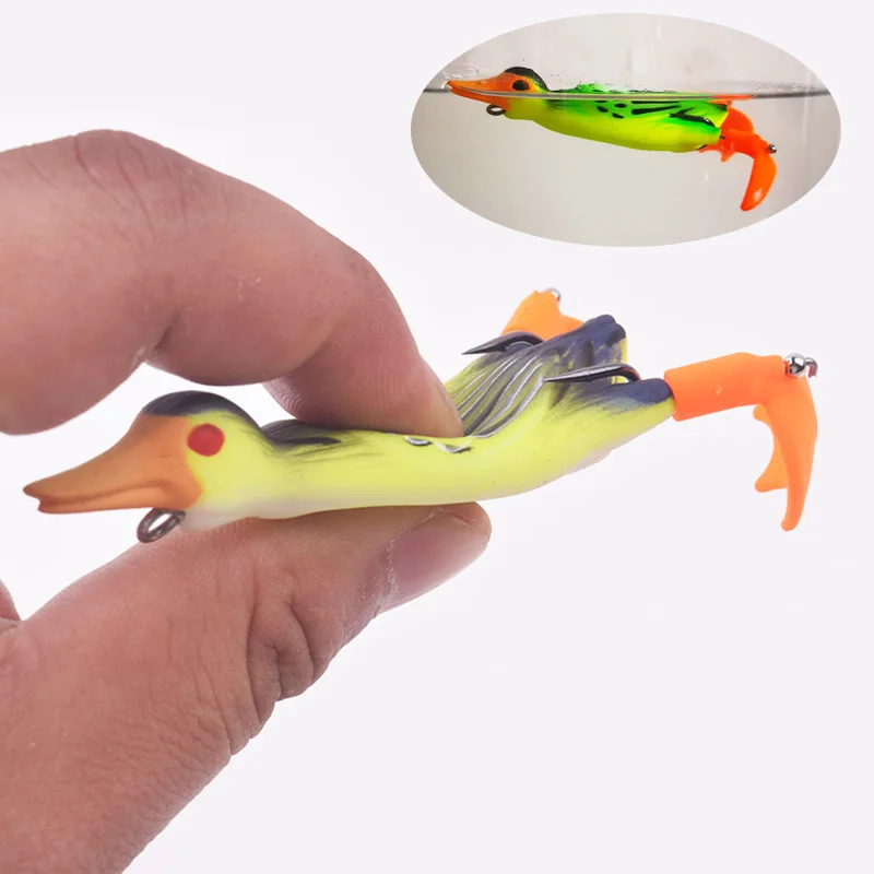 1Pcs Propeller flipper duck Fishing Lure Ducking Fishing Frog Lure 9.5cm 11.2g Artificial Bait Duckling 3D Eyes Day Baits Bass-3