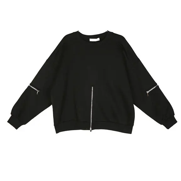 sweatshirt Женская Повседневная Свободная плотная толстовка на молнии, женская синяя уличная Корейская толстовка с капюшоном, одноцветные Большие размеры - Цвет: sweatshirt