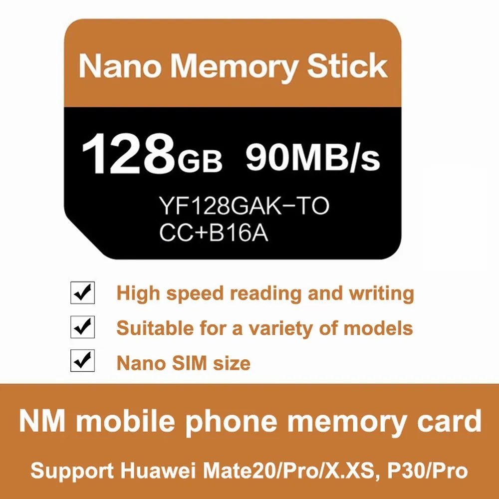 Карта памяти Nano для Huawei Mate20/P30 Pro карта 128 ГБ 90 МБ/с./с нм с USB3.1 Gen 1 Type C кардридер