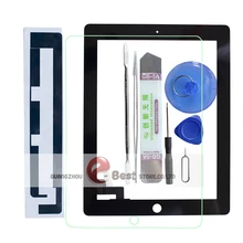 Для iPad 2 Сенсорный экран дигитайзер стекло с клеем+ полный инструменты+ закаленное стекло A1395 A1396 A1397