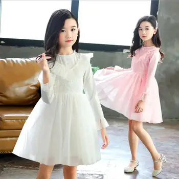 

Kids Party Evening Gowns long Sleeves Flower Girl Dresses For Weddings First Communion Frocks 2 4 6 8 10 12 Years