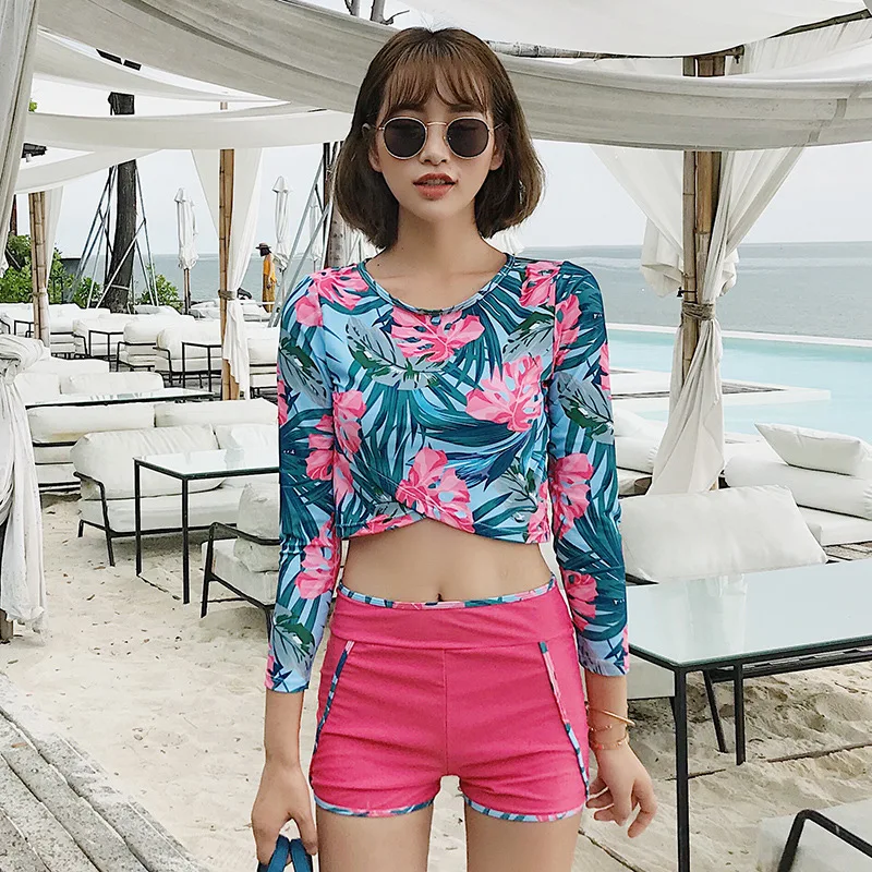 

Couples Bathing Suit Women's Split Type Boxer Belly Covering Slimming Conservative Small Bust Gathering Hot Springs Sun-resistan