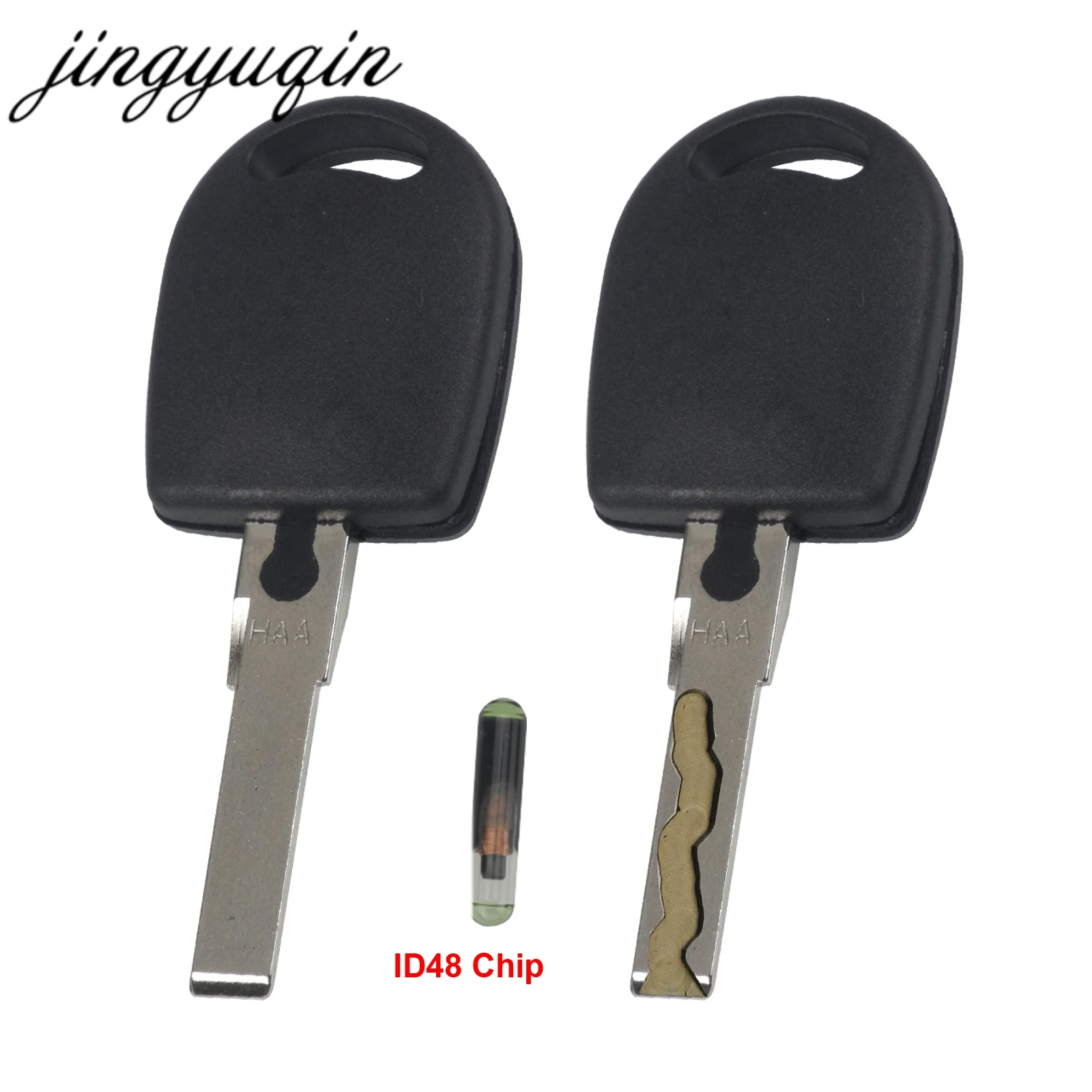 Jingyuqin Cut/Uncut Transponder Key Case With ID48 Chip For VW Polo Golf for SEAT Ibiza Leon for SKODA Octavia Chip Shell