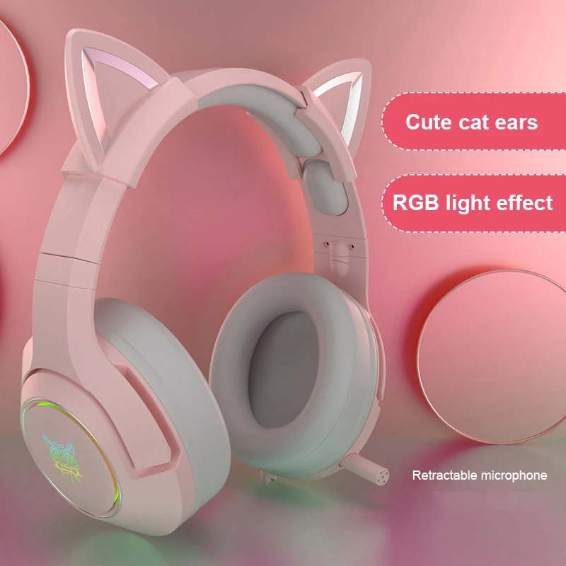 Wired Music Headphone Gaming Headset Microphone Earphone Kids Adult Cat Ear Headset For Computer PC
