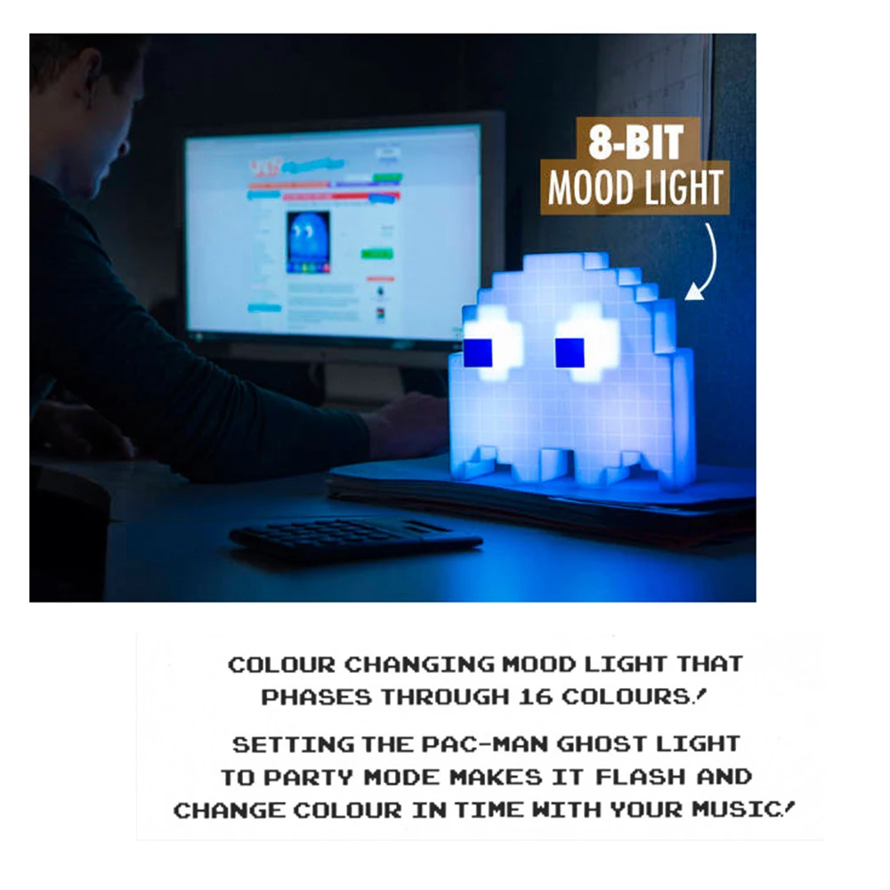 Детский ночной Светильник Pac Man, милая лампа с usb-портом, Светодиодный настольный светильник, идеально подходит для детской комнаты, спальни, гостиной