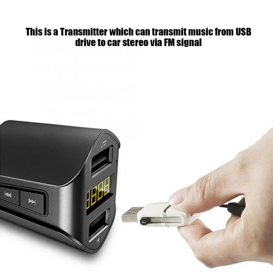 Беспроводной Bluetooth fm-передатчик для автомобильного радиоадаптера с 2 usb зарядным портом