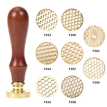 

Retro Wax Seal Stamp Antique Geometric Pattern Sealing Wax Wood Handle DIY Mental Handmade Scrapbooking Photo Crafts