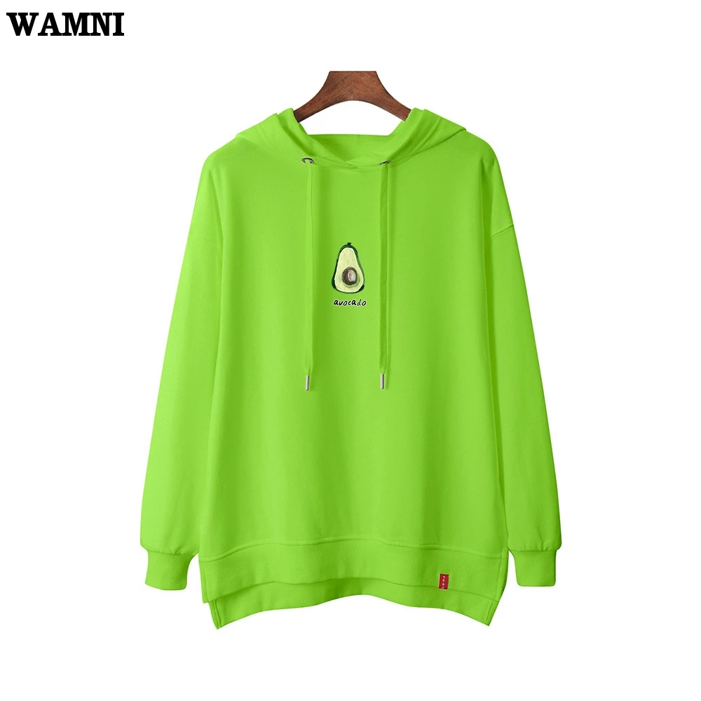 

WAMNI Woman 2019 New Arrival Avocado Hoodie Streetwear Harajuku Fashion High Quality Avocado Green Pullovers Hoodie Sweatshirts