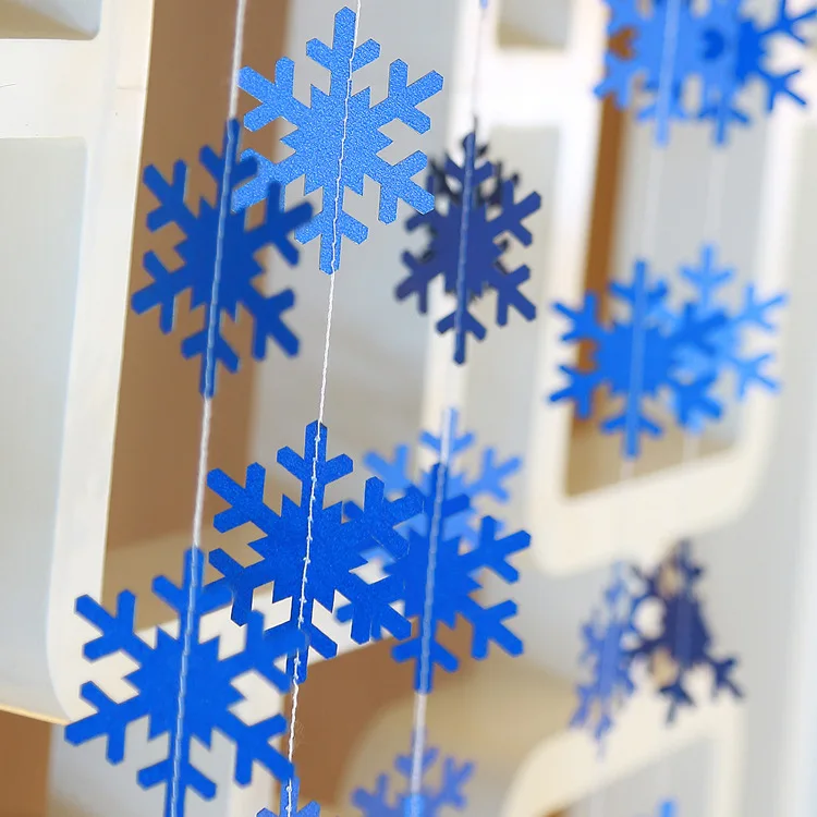 Рождественские украшения для дома 4 м МЕРЦАЮЩАЯ звезда снежинка из бумаги гирлянды кулон год Декор Noel Navidad украшения Kerst - Цвет: snowflake blue