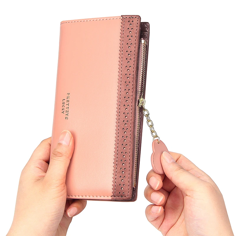 Дизайнерский кошелек на новой застежке с откидной крышкой, Длинный кошелек на молнии, кошелек для монет, сплошной цвет, держатель для карт, женский клатч для телефона
